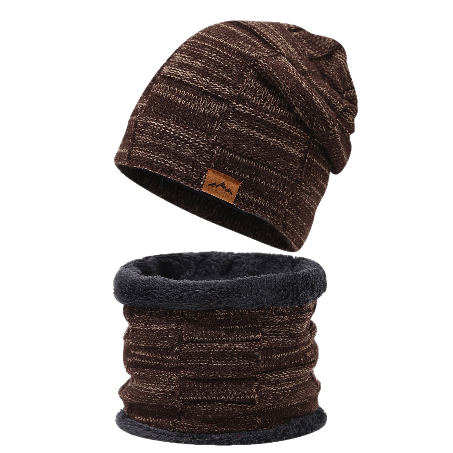 Transfronterizos Europa y Estados Unidos otoño y invierno más terciopelo mezcla de color versátil sombrero de punto de doble conjunto de gorras al aire libre para hombres y mujeres con terciopelo