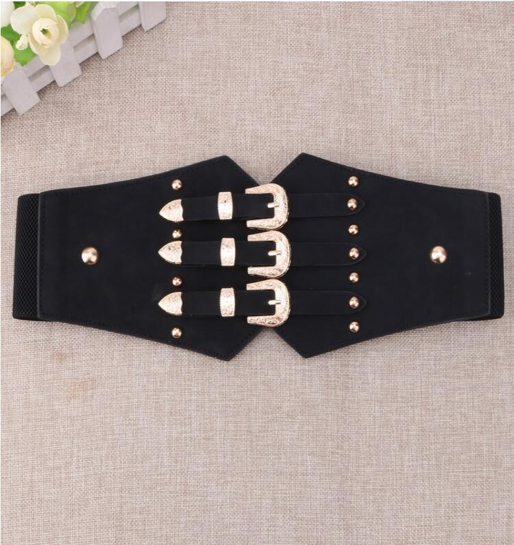 Neue Gürtel Mode Taille Abdeckung frauen Kleid Hemd Dekoration frauen Vielseitig Breiten Gürtel Elastische Taille Schwarz_voghion.com