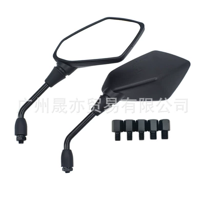 Universal black ATV four-wheeler Motorcycle rearview mirror - 1-pair-of-10mm-rearview-mirrors-5-26-long-black-screws