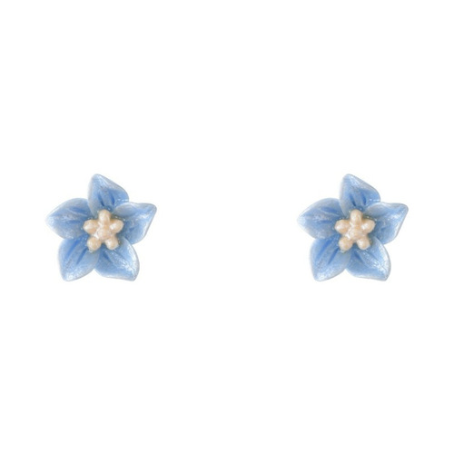 Stylish blue camellia earring, elegant and sweet, niche design, high-end sense, resin exquisite versatile earrings