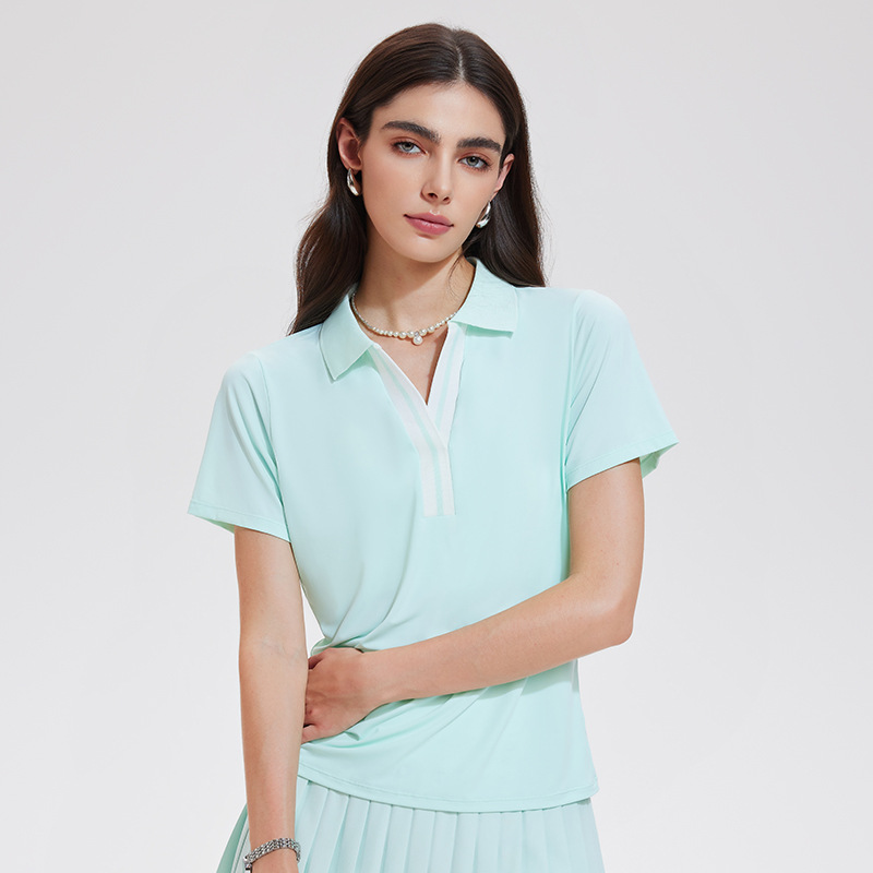 Camiseta deportiva de color de alta gama, ropa de tenis de mujer, polo de mangas cortas, golf, secado rápido, chaqueta transpirable