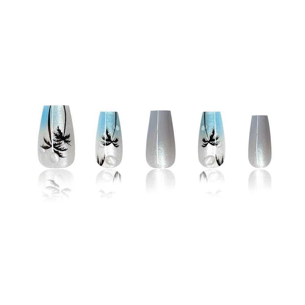10 piezas decodificadas isla de coco parche de uñas azul y negro gradiente ojo de gato parche de uñas manuales de fototerapia para usar uñas