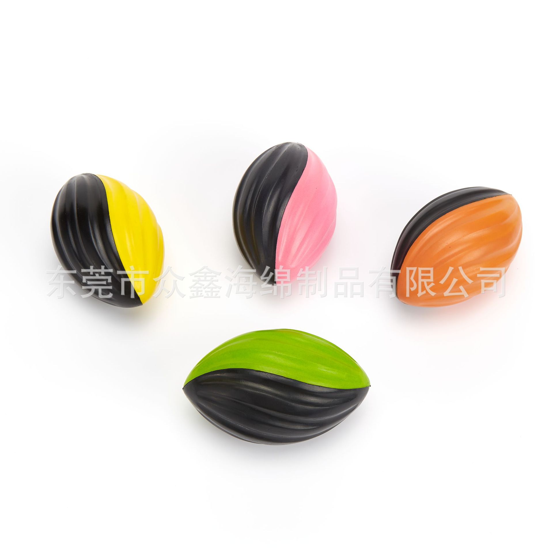 Cross-border wholesale PU foam sponge two-color striped curved pattern turbo spiral Rugby Sports toy solid ball