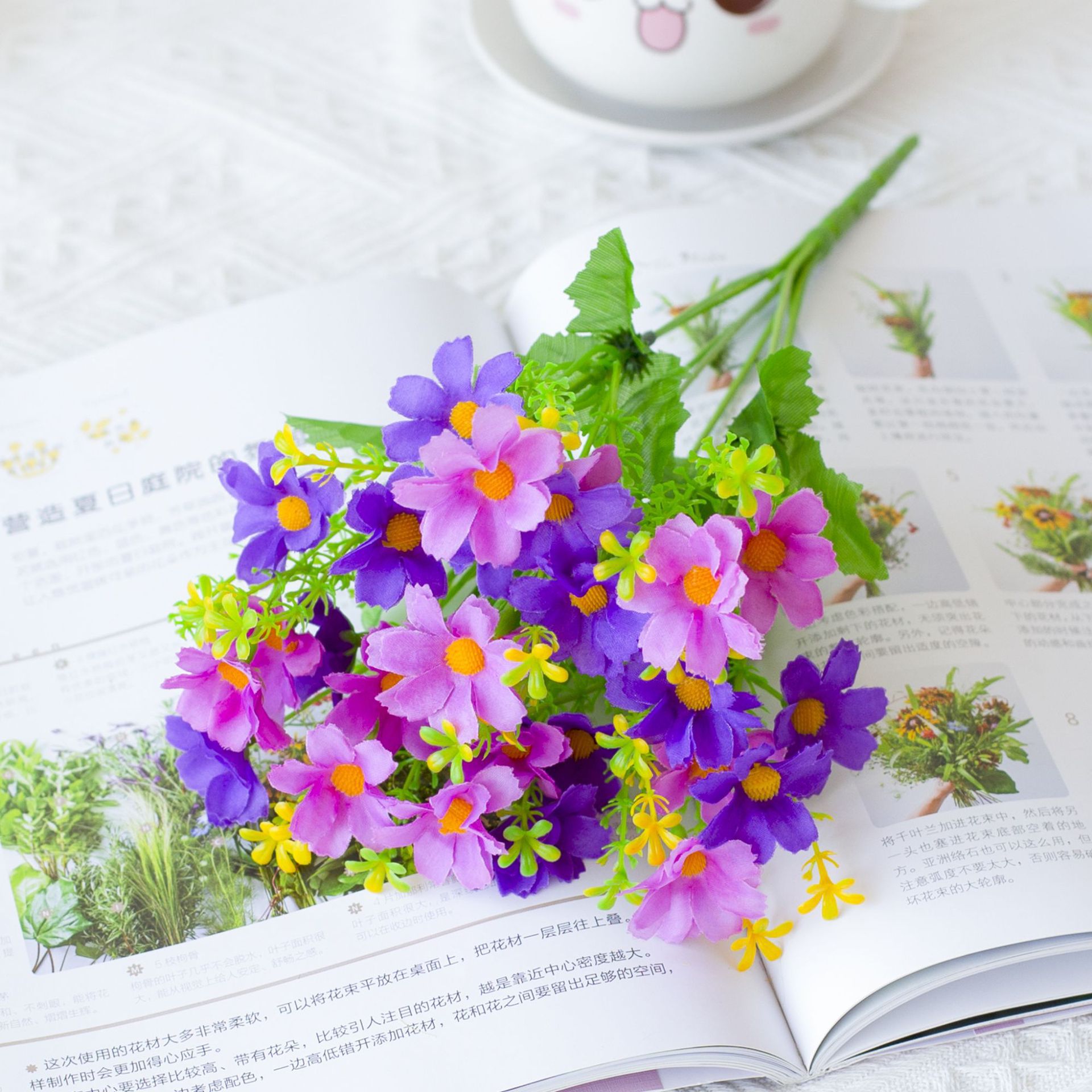 7 orquídeas de salto de horquilla jardín decorativo interior y exterior flores de seda flores falsas flores de flores de simulación