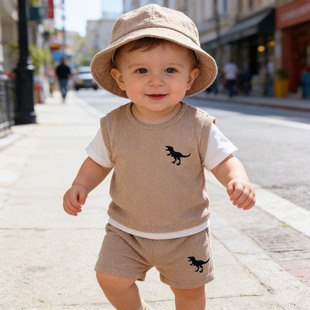 Summer dinosaur for boys, set, vest, shorts, 3 piece set