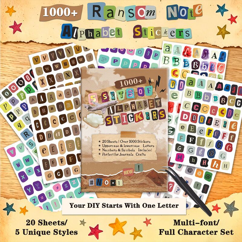 1 set of 20 vintage watercolor letter and number English stickers for DIY stationery, planner, notebook decoration, wholesale 1 set of 20 vintage watercolor letter and number English stickers for DIY stationery, planner, notebook decoration, wholesale