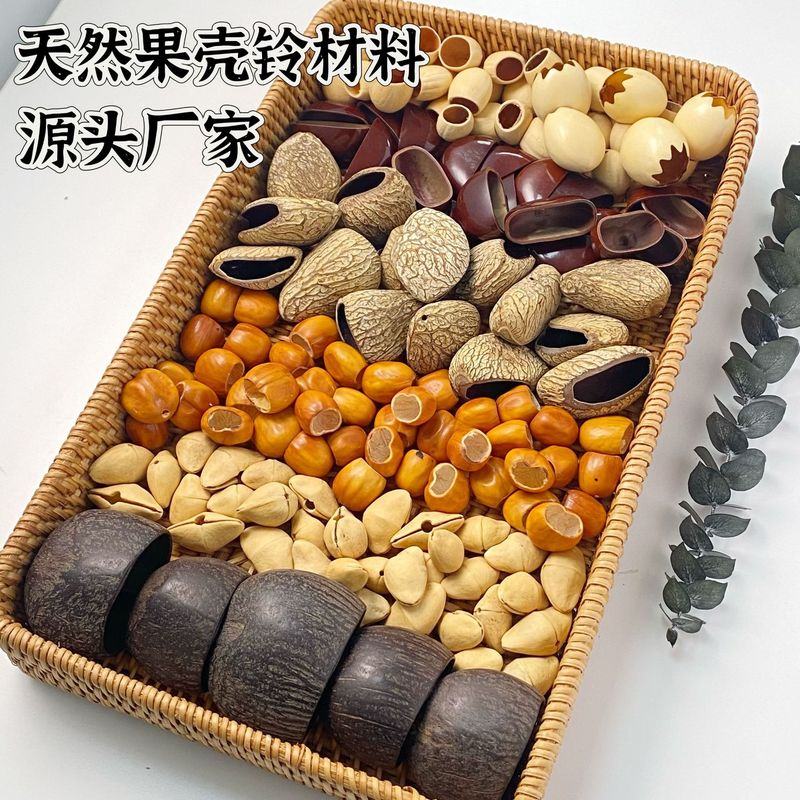 DIY Material Kit for Hanging Ornaments with Small Polished Water Bells and Black Fruit Shells