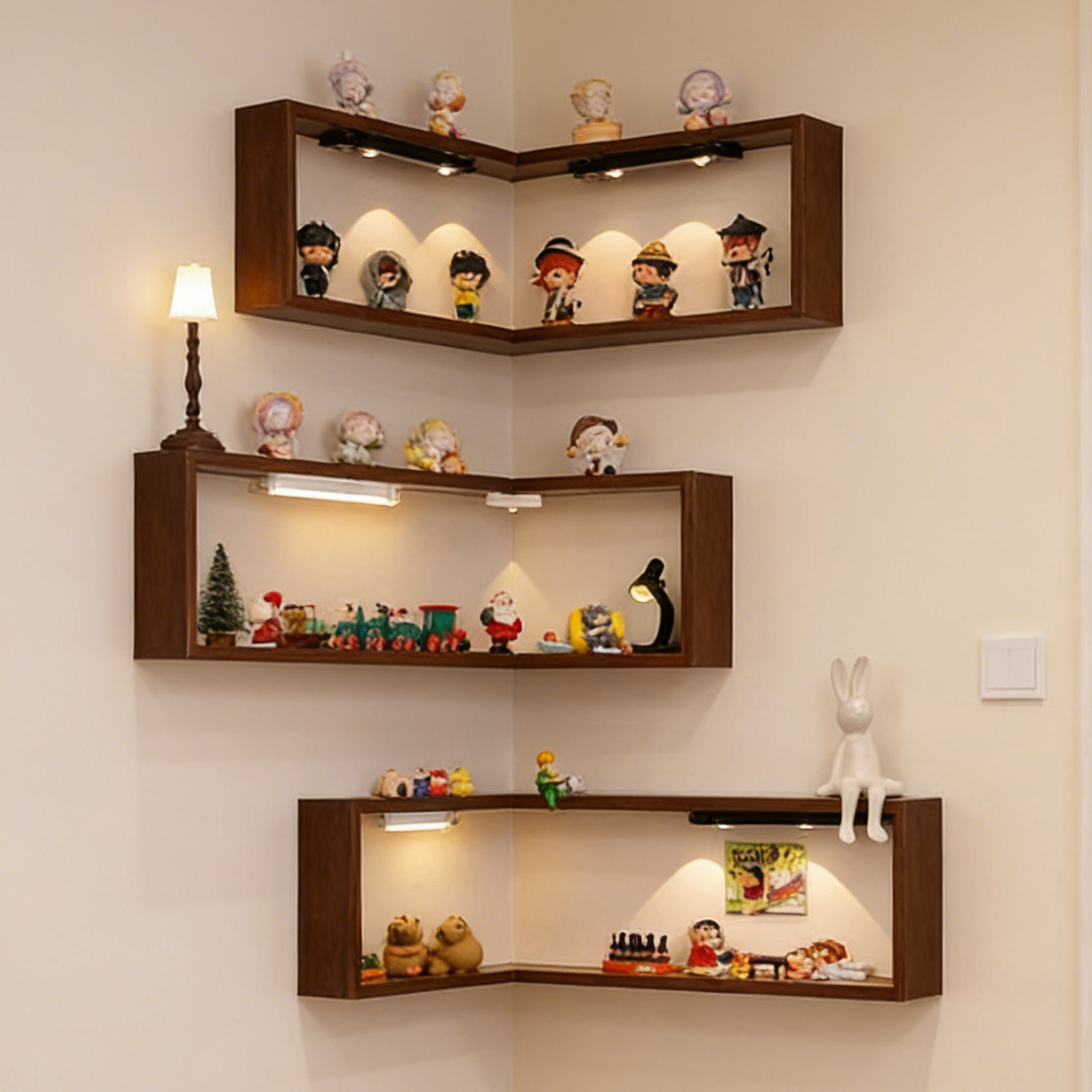 Corner Storage Rack, 90-Degree Corner Bookshelf on the Wall, Suspended Wall Decoration Rack, Wall Corner Storage Rack