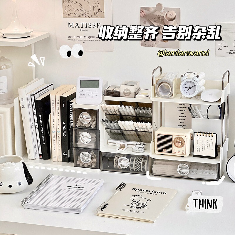 デスクトップ化粧品収納ボックスデスクトップ収納ラック学生オフィスデスク文具ペンホルダー収納ラックブック卸売|undefined