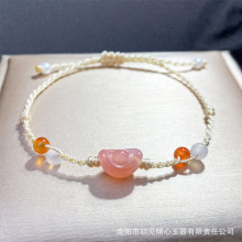 天然玛瑙元宝手链男女款龙饺猫爪面包圈玛瑙绯红手环手串礼品批发