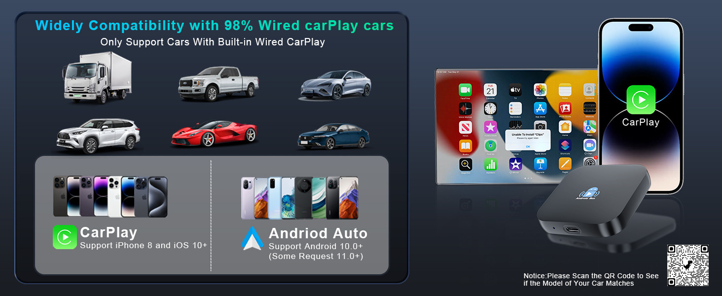 Cross-Border Wireless Carplay Box, Wired to Wireless Car Interconnection Box, Smart Car Carplay Converter