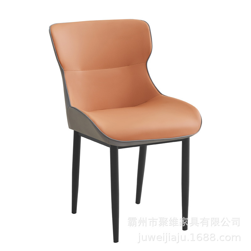 皮革轻奢餐椅简约现代碳钢椅架休闲椅多色家用酒店接待椅子 餐椅|undefined