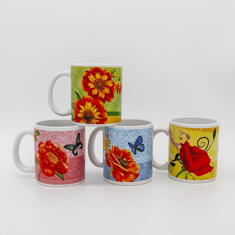 12OZ flor asada taza de cerámica recta taza de cerámica taza de agua creativa taza de leche taza de café al por mayor