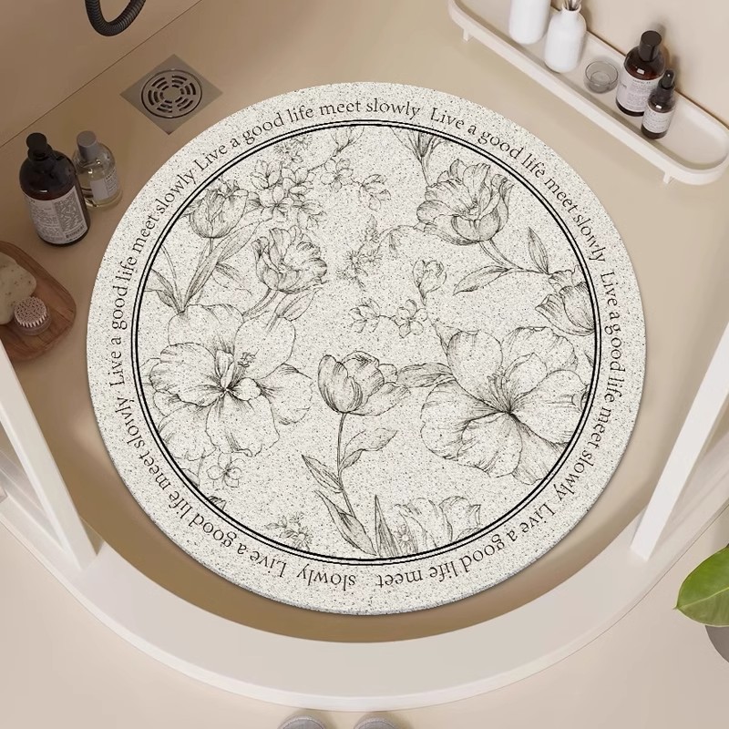Small fresh round bathroom hollow silk ring floor mat for bathroom anti-fall wear-resistant floor mat for bathtub non-slip floor mat