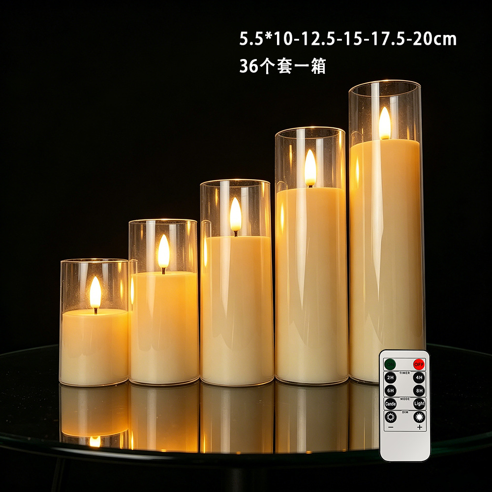 Vela acrílica popular de Amazon, vela electrónica LED transfronteriza con taza, ambiente de llama simulada parpadeante.