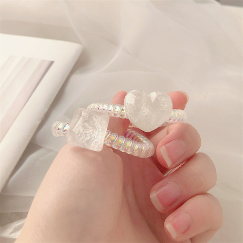 Water ripple love phone cord hair ring cute heart phone ring hair rope girl high elastic rubber band hair accessories