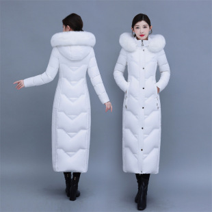 2023 New Thickened Super-long Slim-fit Slimming Fashionable Large Size Over-the-Knee Real Fox Fur Collar Long Down Jacket for Women
