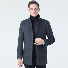 中年双面羊绒毛呢大衣男中长款爸爸冬装羊毛呢子外套立领加厚上衣