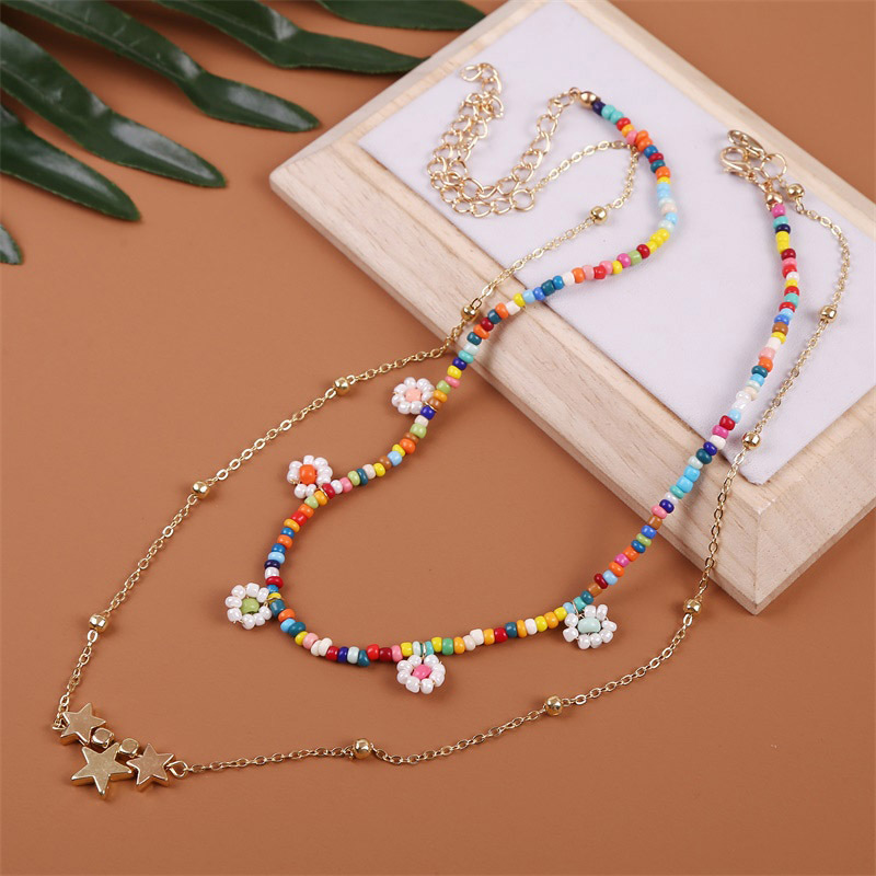 Bohemian Flower Multi-layer Resin Necklace display picture 5