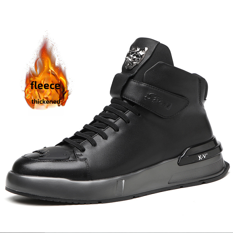 Botas Martin de cuero genuino para hombre, primavera e invierno 2023, nuevas botas de cuero de caña media-alta, gruesas y cálidas, con suela gruesa y capa superior de piel de vaca._voghion.com