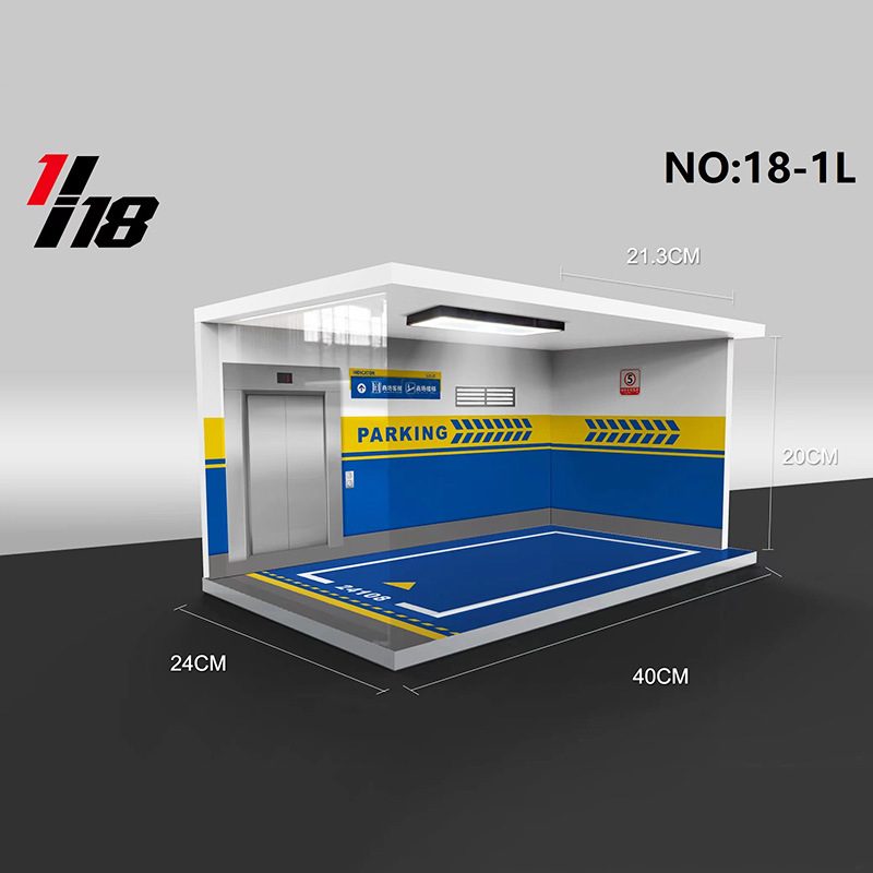 Comercio exterior al por mayor garaje transfronterizo con luces auto-instalado PVC aparcamiento adecuado para 1:18 montado adornos de pared de fondo