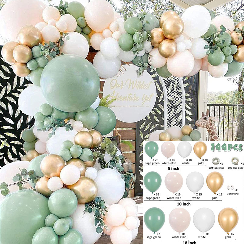 Amazon cumpleaños globo decoración suministros de diseño de boda fiesta de inauguración set de globo cadena de globo verde