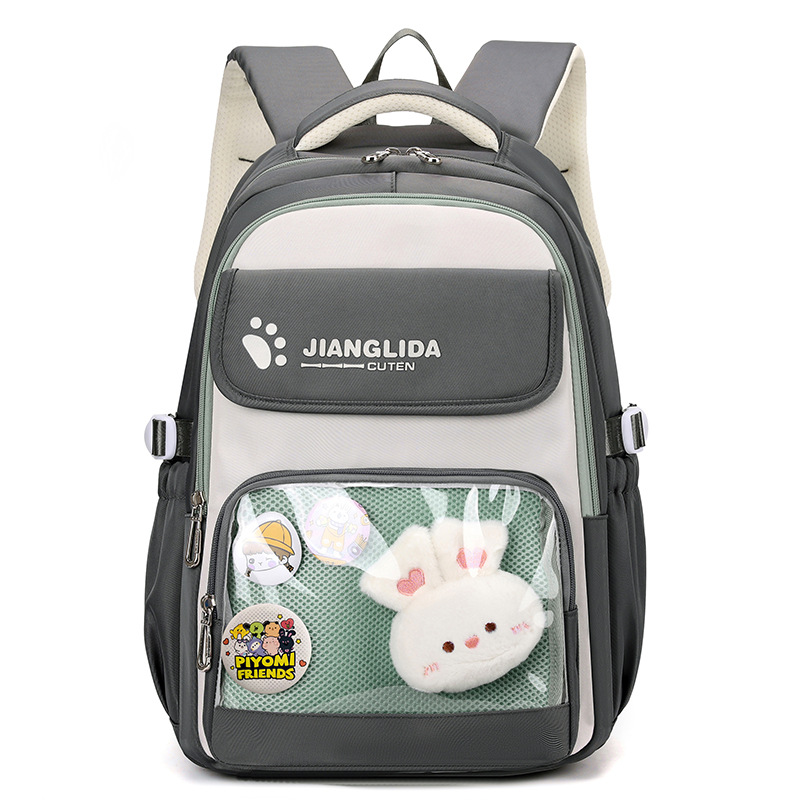 Mochila Jianglida de alta calidad para estudiantes de secundaria, para niñas, gran capacidad, negra, resistente a las manchas, mochila para estudiantes de secundaria.