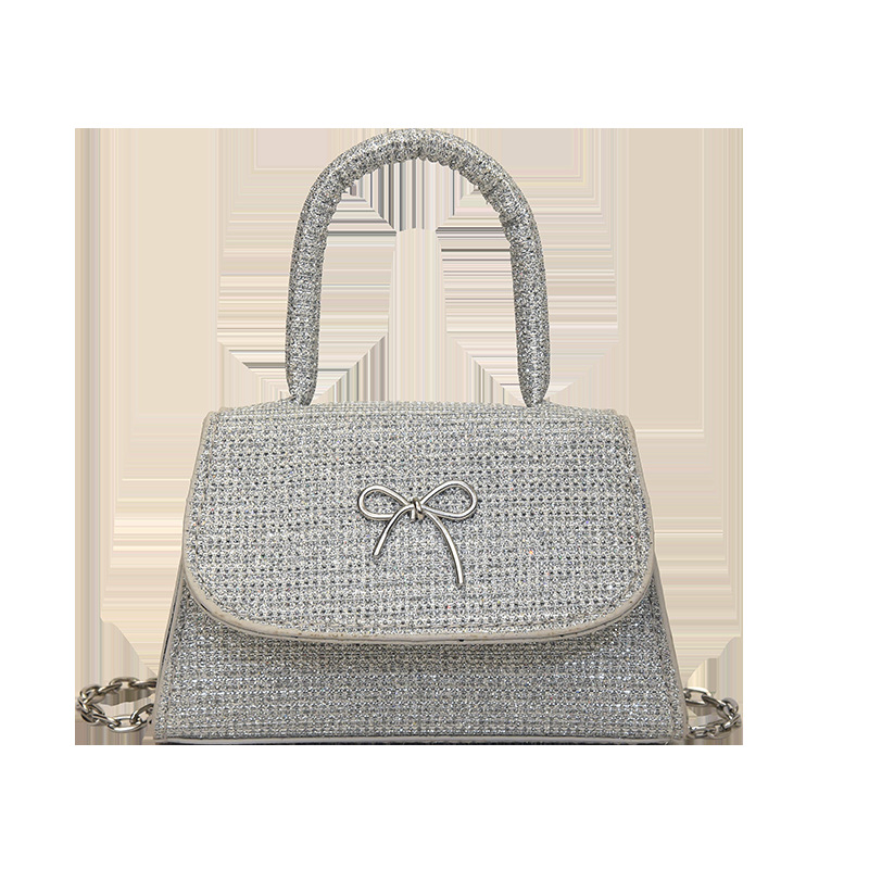 Bolso de mujer con lazo de alta gama 2025 nuevo bolso de mensajero de estilo occidental de moda ins mini bolso cuadrado pequeño portátil de un solo hombro