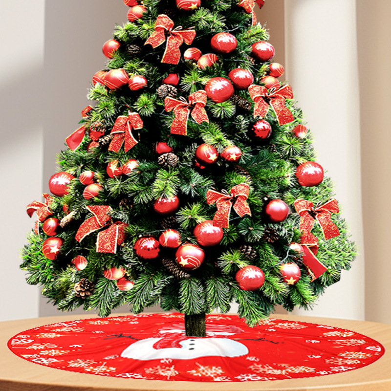 Christmas decoration supplies cross-border Christmas tree skirt printed linen cartoon old man party atmosphere decoration decoration