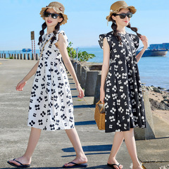 女童連衣裙夏季2024新款兒童夏裝洋氣公主裙純棉飛袖氣質裙子潮