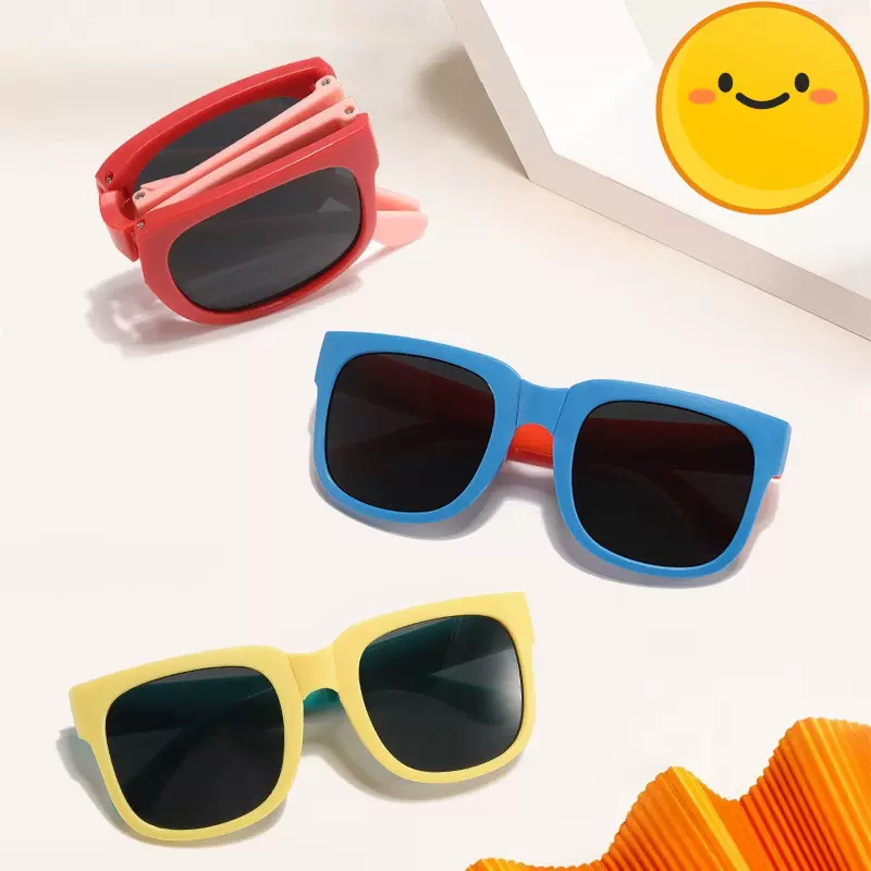 新款卡通儿童镜墨镜批发遮阳可折叠宝宝太阳镜潮流潮童时尚眼镜