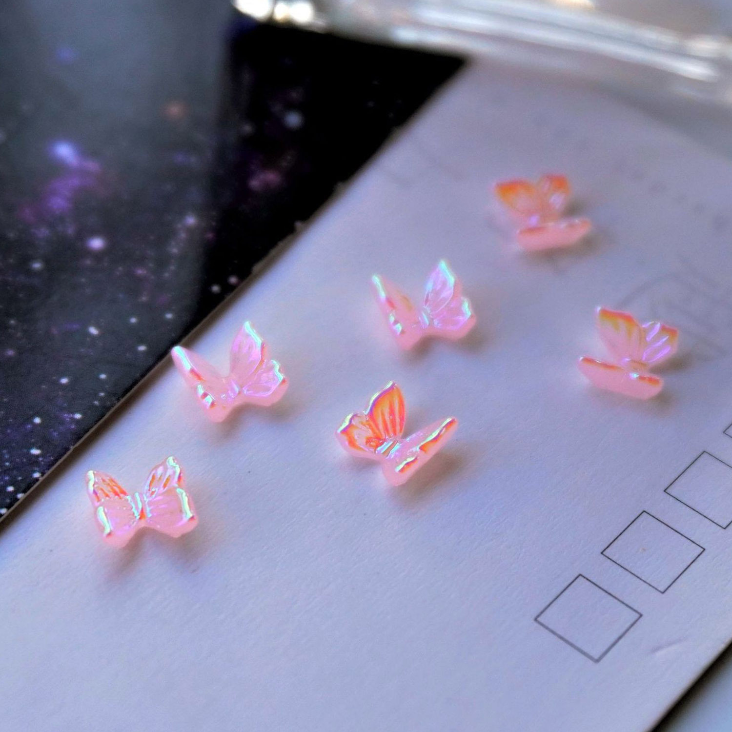 Mariposa de cristal transparente parche de uñas accesorios de bricolaje acrílico tridimensional hecho a mano de resina accesorios de plástico imitación de uñas