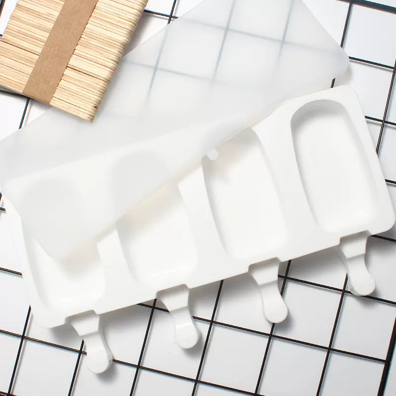 跨境梦龙4连雪糕模具食品级易脱模家用大号椭圆冰淇淋冰棍模具