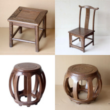 鸡翅木中式鼓凳实木小靠背椅榫卯小方凳矮凳子家用圆凳s&
