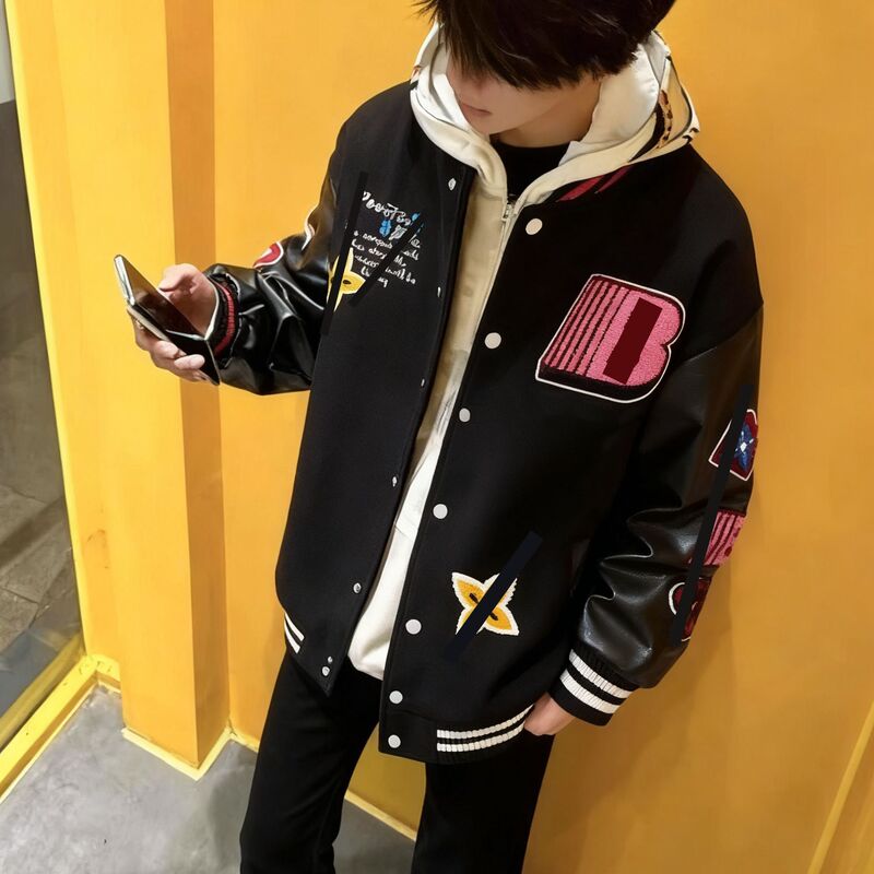 American-Style Embroidered Baseball Jacket for Men and Teenagers, Vibe High Street Student National Trend High-End Cool Couple Jacket