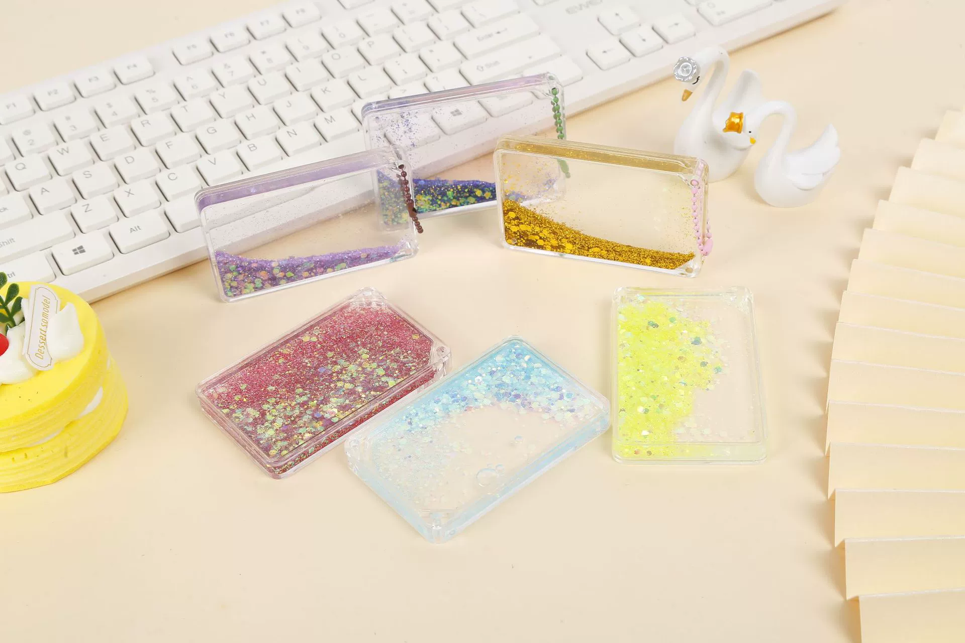 Прозрачный акриловый брелок для ключей в виде плитки маджонга, портативное украшение, клипса для карточек.