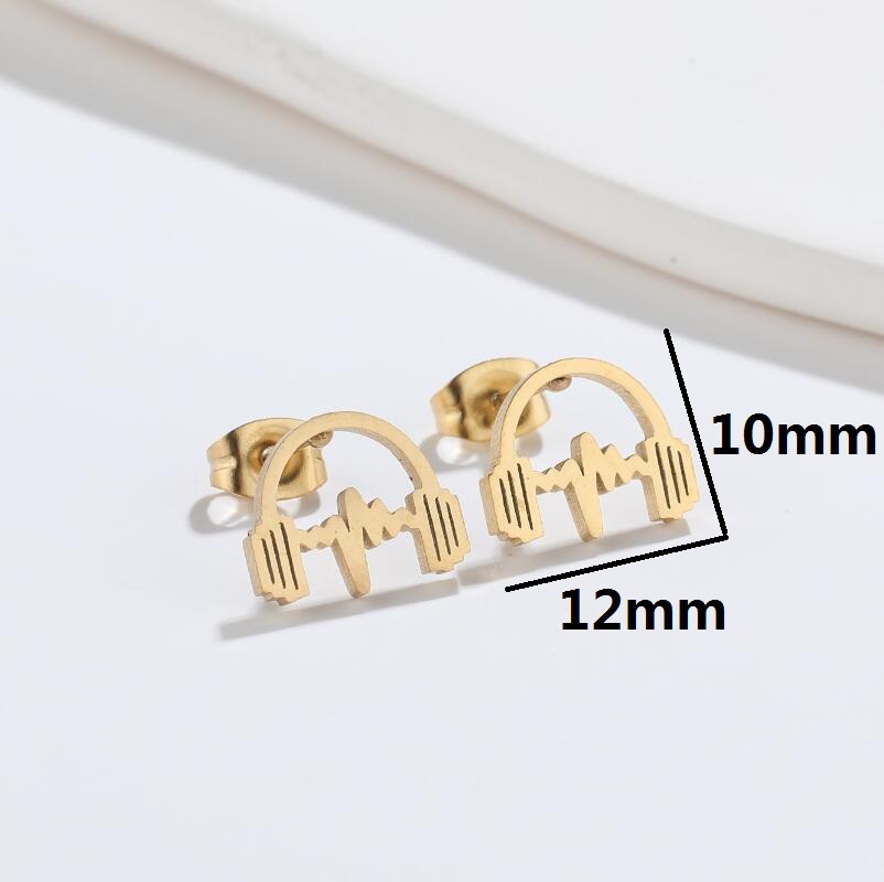 Simple Style Headset Titanium Steel Ear Studs Plating No Inlaid Stainless Steel Earrings