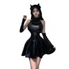 Hanging neck backless sleeves bow tie short skirt tight fitting waisted dress for women