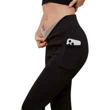 C 31407 Women's high waist tummy control fleece leggings Ů
