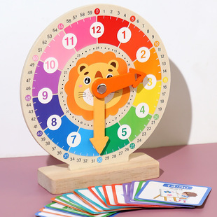 Wooden Kidsren's Teaching Aids Clock Time Calendar Early Education Clock Cognitive Digital Learning Model Early Education Baby Toys