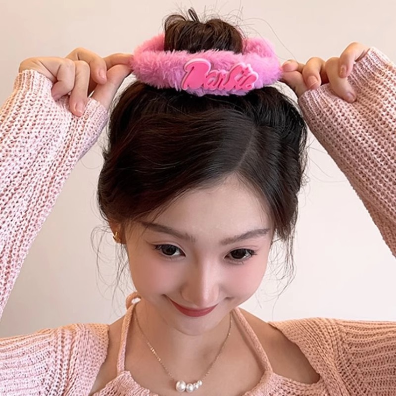 芭比少女粉色大肠发圈高弹力发绳橡皮筋甜美可爱扎丸子头发饰皮套|undefined