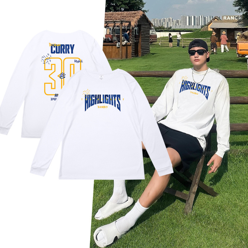 Cross-Border American Sports Long-Sleeved Men's Sports Students Fitness Running Basketball Shooting T-Shirt Breathable Quick-Drying Trendyy Loose