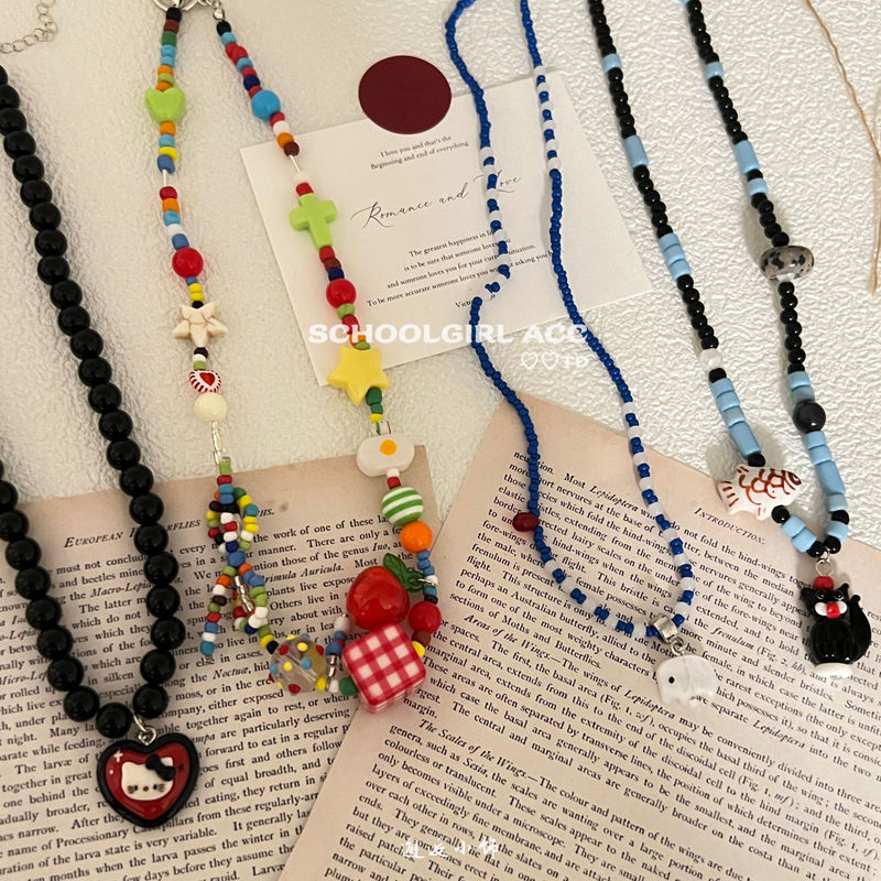 Summer dopamine series ~ color fun necklace sweet cool female accessories Korean ins niche senior clavicle chain