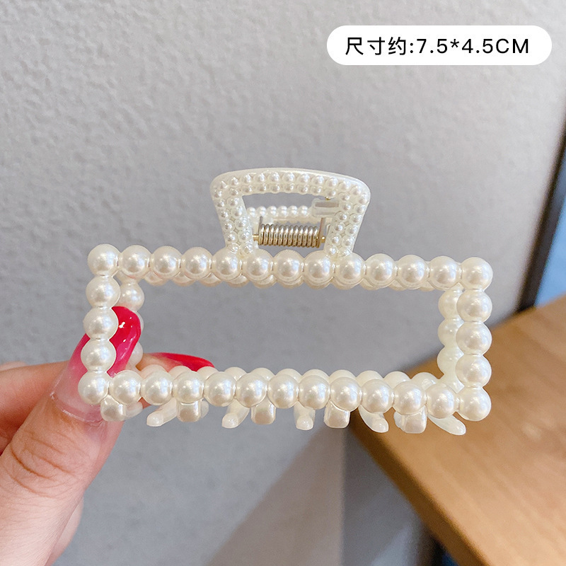 珍珠金属鲨鱼夹发卡女气质蝴蝶结抓夹后脑勺半扎发小号头饰高级感|undefined