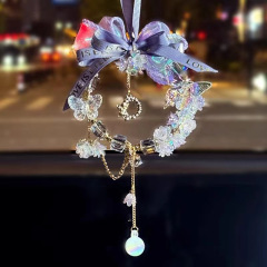 車載ストラップアクセサリー高級感高級水晶蝶五芒星平安自動車バックミラーストラップレディース