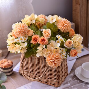 Fake flower simulation bouquets of single rose chamomile plastic flowers living room decoration furnishings, dried flowers, small flowers, small handles