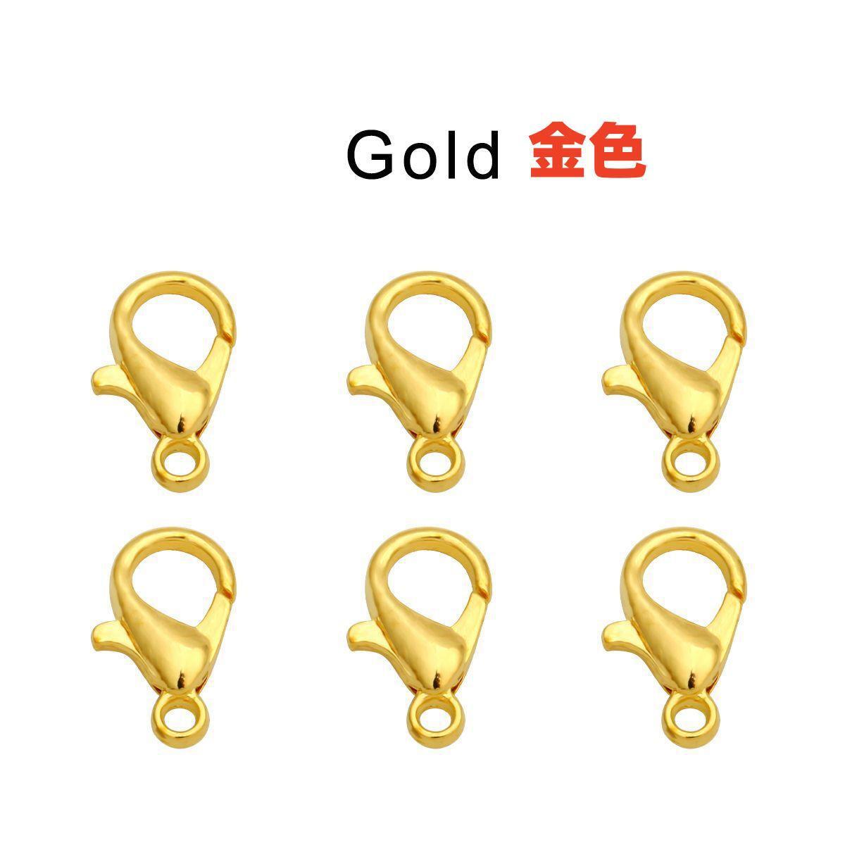 10mm/12mm fuerte retención de color hebilla de langosta oro plata KC oro blanco K color mezclado material de accesorios de aleación de bricolaje al por mayor