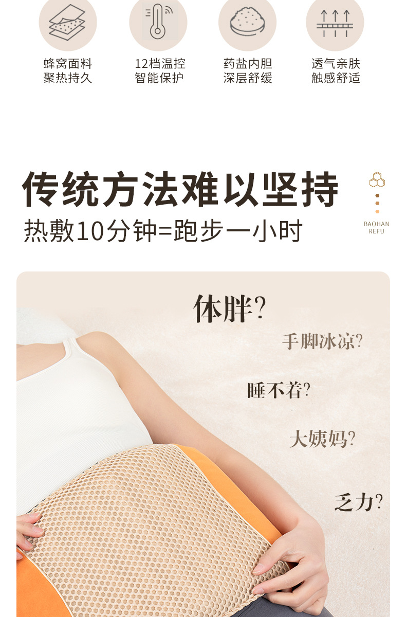 Sea Salt Heat Therapy Wrap Electric Heating Bag with Mugwort Pads for Waist Shoulder Neck and Back Home Use overview