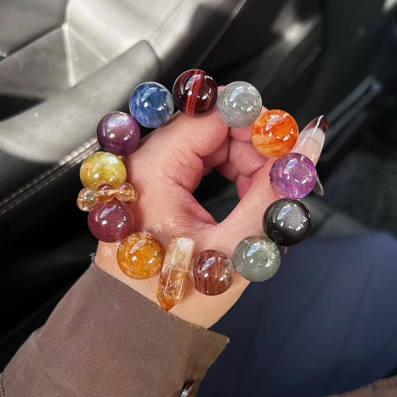 Natural Large Crystal Multi-Treasure Bracelet Xiaohongshu Popular Lilaite Fashion Yellow Glue Flower Light Luxury Crystal