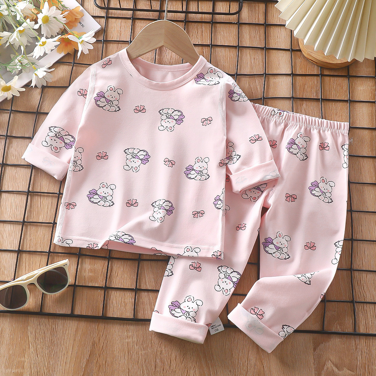 Pajamas infantiles primavera lica algodón ropa interior bebé ropa doméstica para niños niñas chaqueta de otoño pantalones de otoño ropa infantil al por mayor
